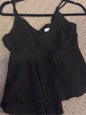 Lush Black Peplum Cami Tank Top